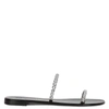 Giuseppe Zanotti Embellished Leather Toe-loop Flat Sandals In Black