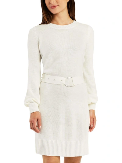 Bcx Juniors Womens Knit Mini Sweaterdress In White