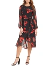Tommy Hilfiger Plus Womens Floral Belted Midi Dress In Multi