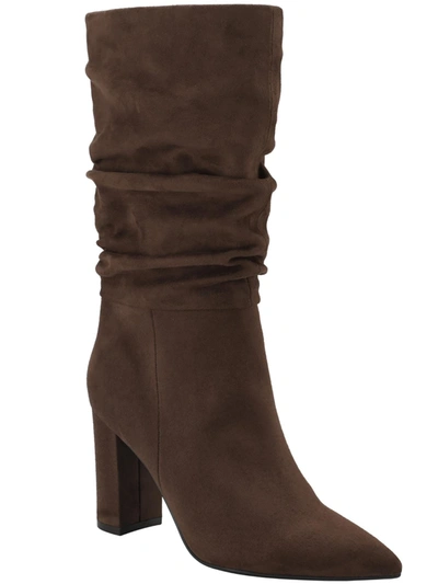 Marc Fisher Galley Womens Faux Suede Slouchy Mid-calf Boots In Brown