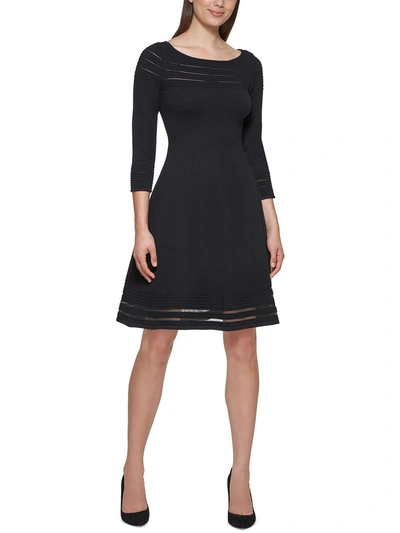 Jessica Howard Petite Illusion-hem Sweater Dress In Black