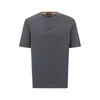 Hugo Boss Relaxed-fit T-shirt In Stretch Cotton With Logo Print In Grey