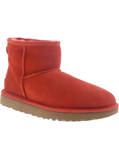 Ugg Classic Mini Ii Womens Suede Cold Weather Shearling Boots In Orange