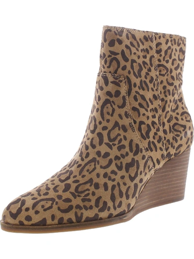 Lucky Brand Wafael Womens Suede Wedge Booties In Brown