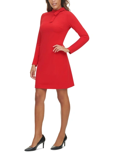 Calvin Klein Womens Knit Sheath Cocktail And Party Dress In Red