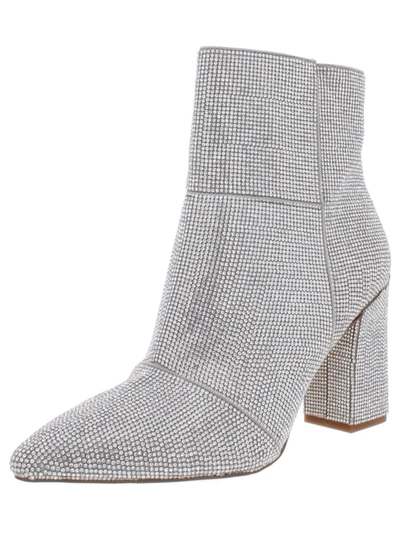Madden Girl Bonnie Pointed-toe Block-heel Dress Booties In Crystal Rhinestone
