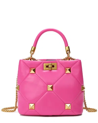 Tiffany & Fred Quilted & Studded Leather Top Handle Shoulder Bag In Pink