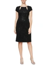 SLNY WOMENS SEQUINED LACE INSET COCKTAIL AND PARTY DRESS