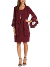 R & M RICHARDS PLUS WOMENS KNIT BELL SLEEVES TWO PIECE DRESS