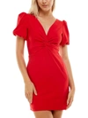 CRYSTAL DOLL WOMENS TWIST FRONT MINI COCKTAIL AND PARTY DRESS