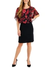 Connected Apparel Womens Floral Print Knee Cocktail And Party Dress In Black