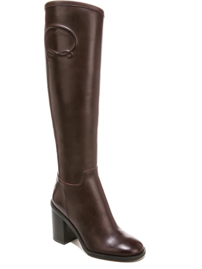Franco Sarto Rivettall Womens Leather Casual Knee-high Boots In Brown