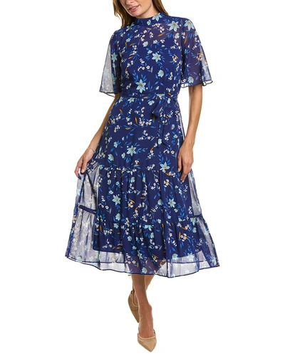 Maggy London Belted Midi Dress In Blue