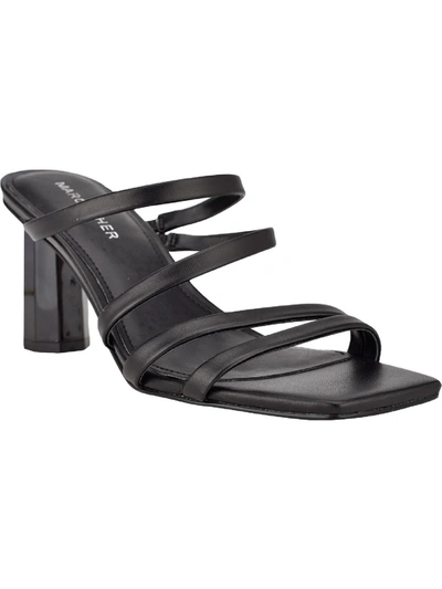 Marc Fisher Kristin Womens Faux Leather Slip On Strappy Sandals In Black