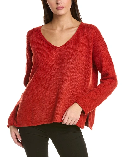 Eileen Fisher V-neck Pullover In Red