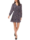 Msk Petites Womens Floral Short Mini Dress In Black