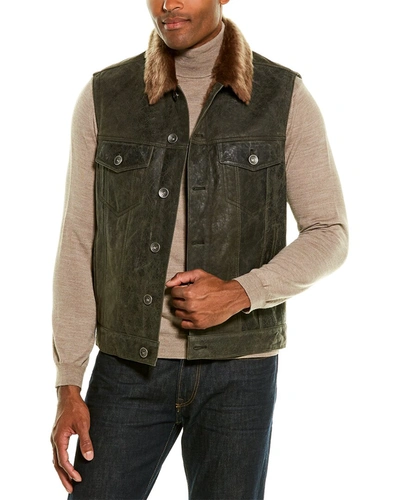 Brunello Cucinelli Shearling Vest In Green