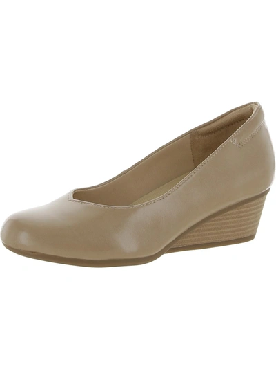 Dr. Scholl's Shoes Be Ready Womens Faux Suede Slip On Wedge Heels In Grey