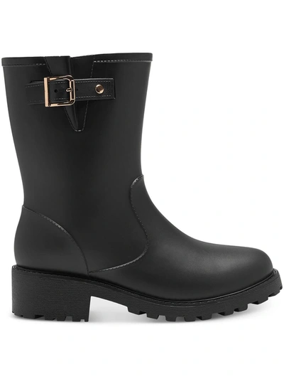 Style & Co Millyy Womens Rubber Adjustable Rain Boots In Black