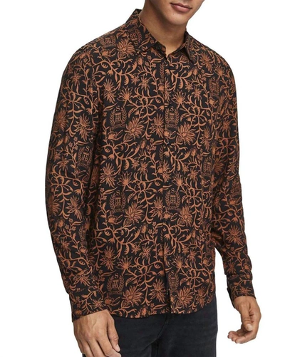 Scotch & Soda Men Regular Fit Shirt In Leopard In Brown