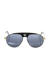 Frankie Morello Black Metallic Fibre Sunglasses In Black