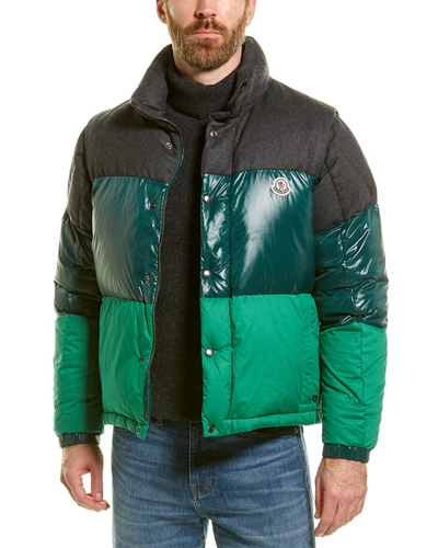 Moncler Wool-trim Puffer Jacket In Green