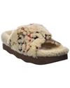 Chloé Wavy Shearling And Leather Slides In Multi