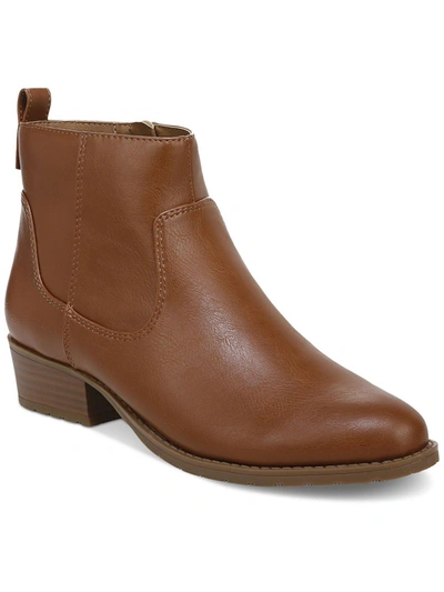 Style & Co Memphyss Womens Faux Leather Side Zip Ankle Boots In Brown