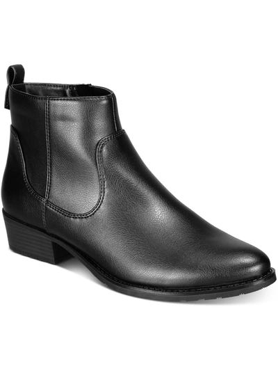 Style & Co Memphyss Womens Faux Leather Side Zip Ankle Boots In Black