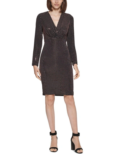 Calvin Klein Womens Knit Metallic Sheath Dress In Multi
