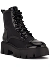 Nine West Obri 2 Womens Faux Leather Ankle Combat & Lace-up Boots In Black