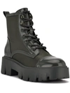 Nine West Obri 2 Womens Faux Leather Ankle Combat & Lace-up Boots In Green