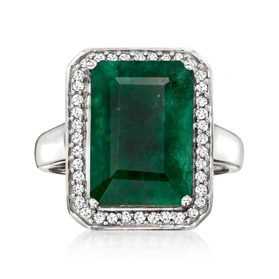 Ross-simons Emerald And . Diamond Ring In Sterling Silver In Green