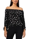 MSK PETITES WOMENS DOTTED OFF-THE-SHOULDER BLOUSE