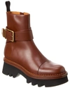 Chloé Leather Boots With Buckle Detail And Tank Sole In Brown