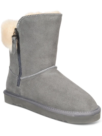 Style & Co Maevee Womens Leather Ankle Winter & Snow Boots In Grey