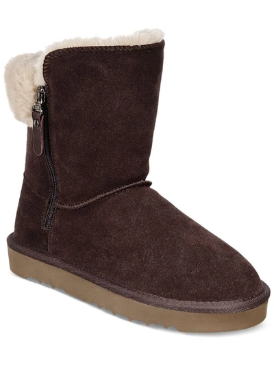 Style & Co Maevee Womens Leather Ankle Winter & Snow Boots In Beige