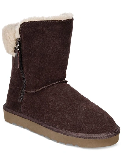 Style & Co Maevee Womens Leather Ankle Winter & Snow Boots In Gold