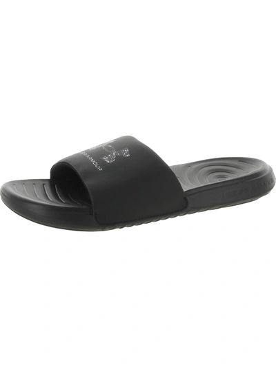 Under Armour Ansa Graphic Logo Womens Slip On Open Toe Flip-flops In Black