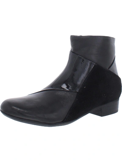 Trotters Maci Womens Leather Patent Ankle Boots In Black