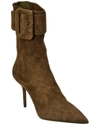 Aquazzura St. Honore Buckle 85 Suede Bootie In Brown