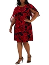 CONNECTED APPAREL PLUS WOMENS FLORAL KNEE SHIFT DRESS