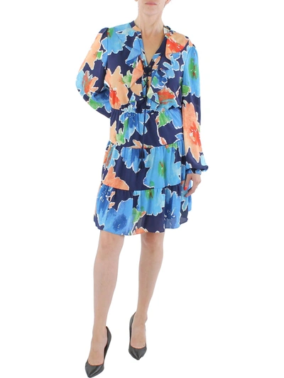 Lauren Ralph Lauren Womens Ruffled Mini Shift Dress In Multi