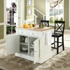Crosley Furniture Oxford Natural Wood Top Kitchen Island With 2 Bar Stools