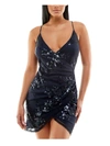 SPEECHLESS JUNIORS WOMENS SEQUINED SHORT MINI DRESS