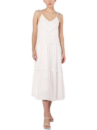 Black Tape Women's Eyelet-embroidered Tie-strap Dress In White