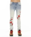 Cult Of Individuality Punk Embroidered Super Skinny Jeans In Blue