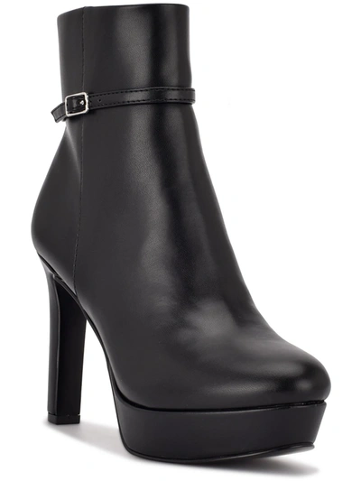 Nine West Gripe Womens Faux Leather Dressy Ankle Boots In Black