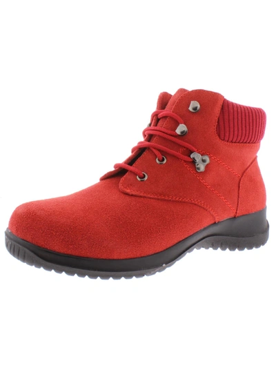 Wanderlust Boston Womens Ribbed Trim Cold Weather Winter Boots In Red