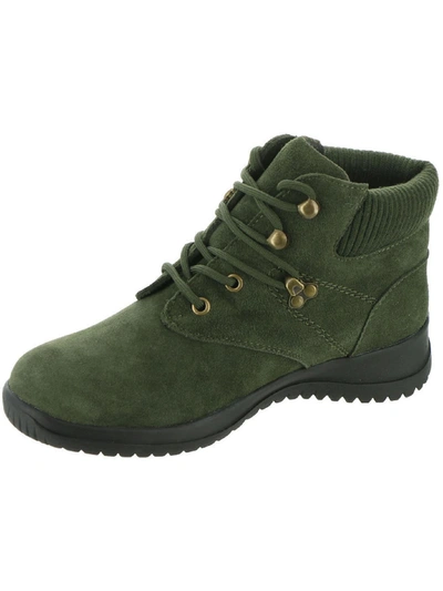 Wanderlust Boston Womens Ribbed Trim Cold Weather Winter Boots In Green